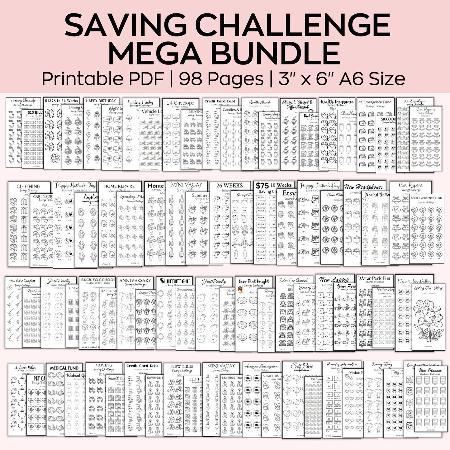 💸 Money Savings Challenge Mega Bundle (Printable Kit)